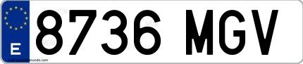 Ejemplo de matrícula española 8736 MGV