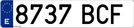 Ejemplo de matrícula española 8737 BCF