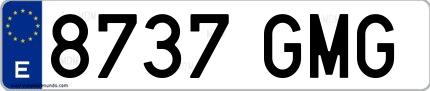 Ejemplo de matrícula española 8737 GMG