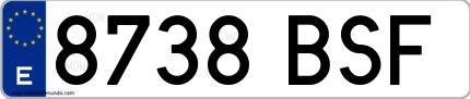 Ejemplo de matrícula española 8738 BSF