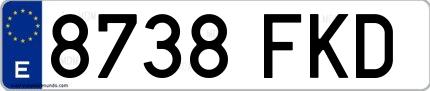 Ejemplo de matrícula española 8738 FKD