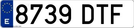 Ejemplo de matrícula española 8739 DTF