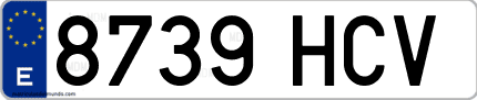 Ejemplo de matrícula de coche ordinaria 8739 HCV