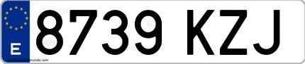 Ejemplo de matrícula española 8739 KZJ