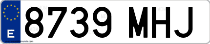 Ejemplo de matrícula de coche ordinaria 8739 MHJ