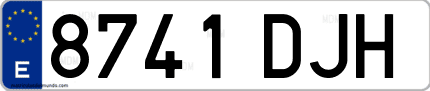 Ejemplo de matrícula de coche ordinaria 8741 DJH