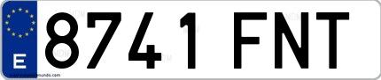 Ejemplo de matrícula española 8741 FNT