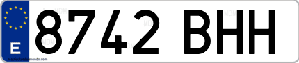 Ejemplo de matrícula de coche ordinaria 8742 BHH