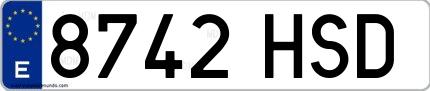 Ejemplo de matrícula española 8742 HSD