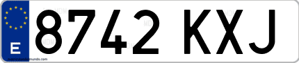 Ejemplo de matrícula de coche ordinaria 8742 KXJ