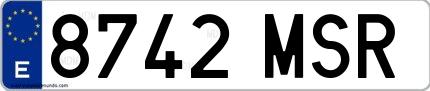 Ejemplo de matrícula española 8742 MSR