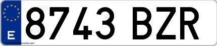 Ejemplo de matrícula española 8743 BZR