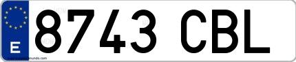 Ejemplo de matrícula española 8743 CBL