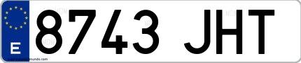 Ejemplo de matrícula española 8743 JHT