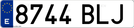 Ejemplo de matrícula de coche ordinaria 8744 BLJ
