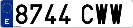 Ejemplo de matrícula española 8744 CWW