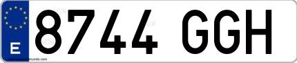 Ejemplo de matrícula española 8744 GGH