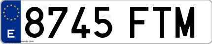 Ejemplo de matrícula de coche ordinaria 8745 FTM