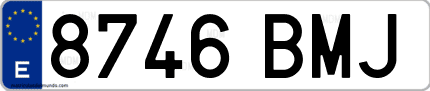 Ejemplo de matrícula de coche ordinaria 8746 BMJ