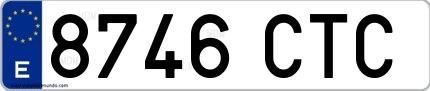 Ejemplo de matrícula española 8746 CTC