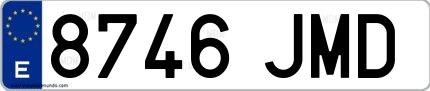 Ejemplo de matrícula española 8746 JMD