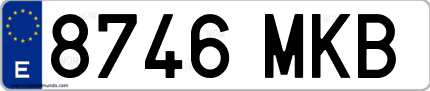 Ejemplo de matrícula de coche ordinaria 8746 MKB