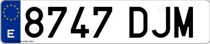 Ejemplo de matrícula española 8747 DJM