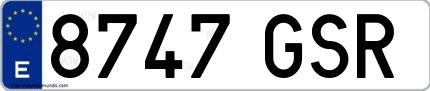 Ejemplo de matrícula española 8747 GSR
