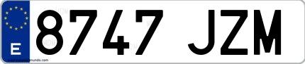 Ejemplo de matrícula española 8747 JZM