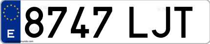 Ejemplo de matrícula de coche ordinaria 8747 LJT