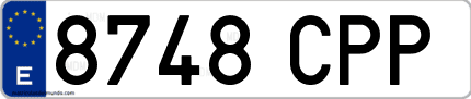 Ejemplo de matrícula de coche ordinaria 8748 CPP
