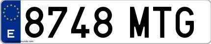 Ejemplo de matrícula española 8748 MTG