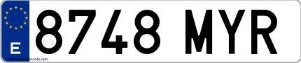 Ejemplo de matrícula española 8748 MYR