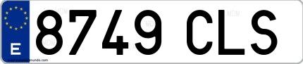 Ejemplo de matrícula española 8749 CLS