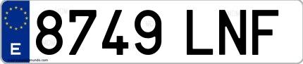 Ejemplo de matrícula española 8749 LNF