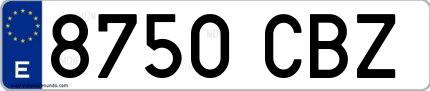 Ejemplo de matrícula española 8750 CBZ