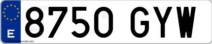Ejemplo de matrícula española 8750 GYW