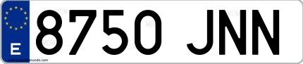 Ejemplo de matrícula española 8750 JNN