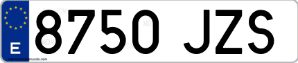 Ejemplo de matrícula de coche ordinaria 8750 JZS