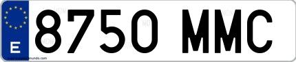 Ejemplo de matrícula española 8750 MMC