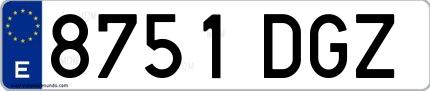 Ejemplo de matrícula española 8751 DGZ