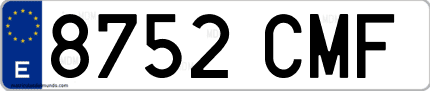 Ejemplo de matrícula de coche ordinaria 8752 CMF