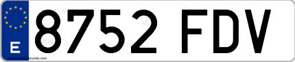 Ejemplo de matrícula de coche ordinaria 8752 FDV