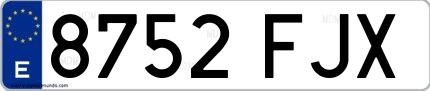 Ejemplo de matrícula española 8752 FJX