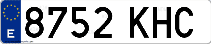 Ejemplo de matrícula de coche ordinaria 8752 KHC