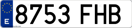 Ejemplo de matrícula de coche ordinaria 8753 FHB