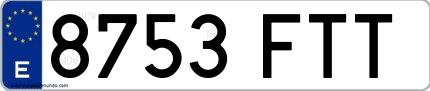 Ejemplo de matrícula española 8753 FTT
