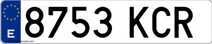 Ejemplo de matrícula española 8753 KCR