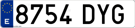 Ejemplo de matrícula de coche ordinaria 8754 DYG