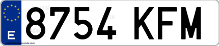 Ejemplo de matrícula de coche ordinaria 8754 KFM